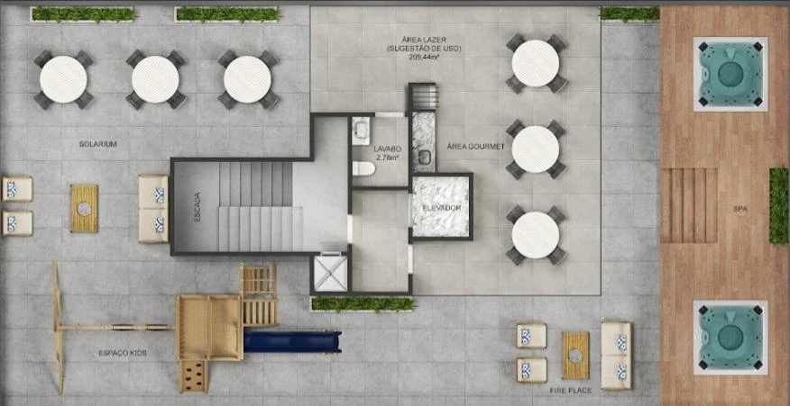 Apartamento com 1 suíte + 1 dormitório no centro e Penha – SC – Santa Rosa Residence