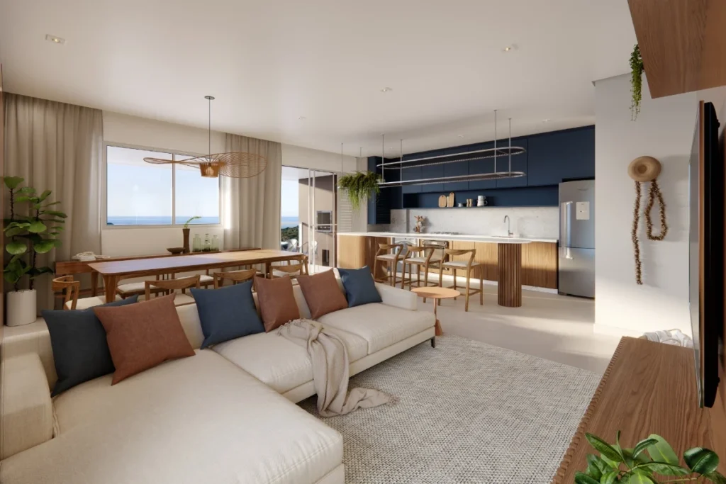 Apartamento com vista mar 1 suíte + 1dormitório á 500 metros do mar em Armação – Penha – SC- LandScape Home Club