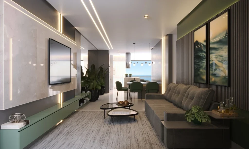 Apartamento de alto padrão com vista mar com 2 suítes – Praia Alegre – Penha – SC – Edifício Olívia