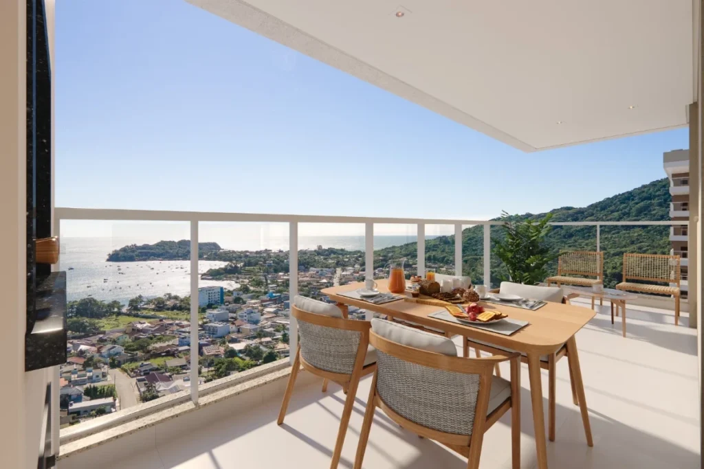 Apartamento com vista mar 1 suíte + 1dormitório á 500 metros do mar em Armação – Penha – SC- LandScape Home Club