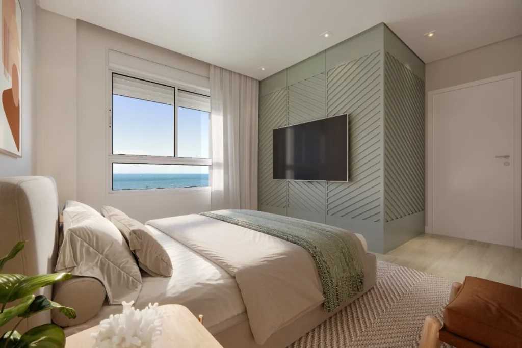 Apartamento com vista mar 1 suíte + 1dormitório á 500 metros do mar em Armação – Penha – SC- LandScape Home Club